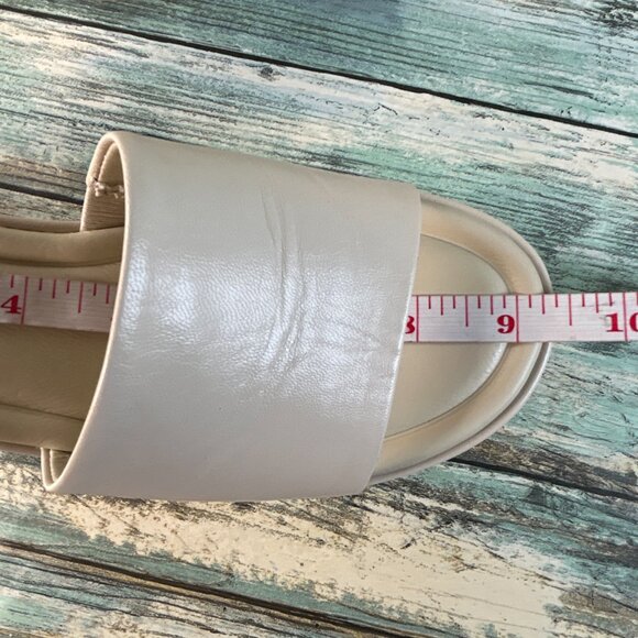 VINCE. Polina Platform Slide Sandal Womens Sz 6M Beige All Leather Slip On Wedge - Picture 7 of 12